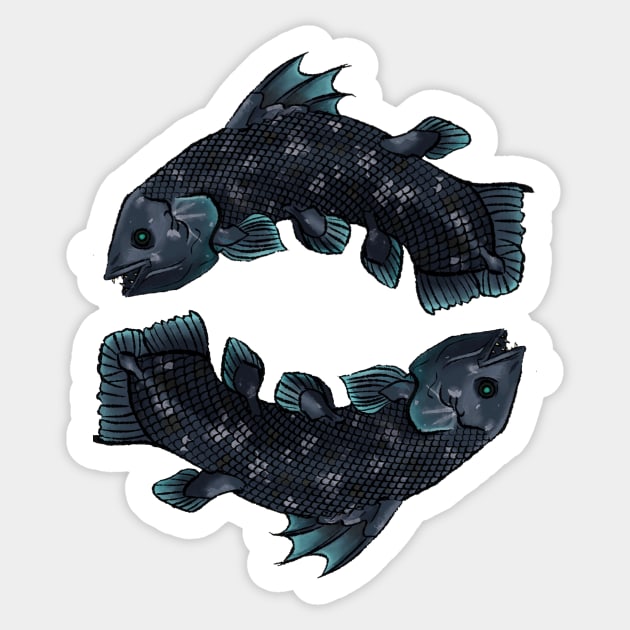 Circle of Coelacanth Sticker by 1smolpotato